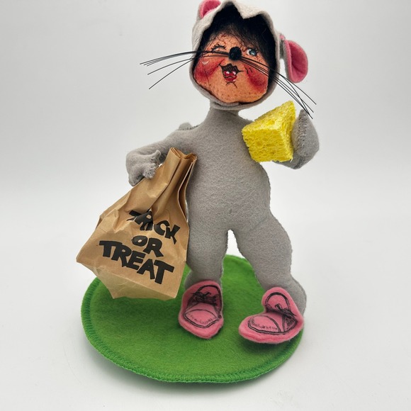 Vintage 1995 Annalee 7" Halloween Mouse Trick or Treat Bag Cheese - Picture 8 of 9